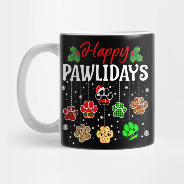 Happy Pawlidays Christmas Dog Paw Xmas Dogs Lover by Mitsue Kersting